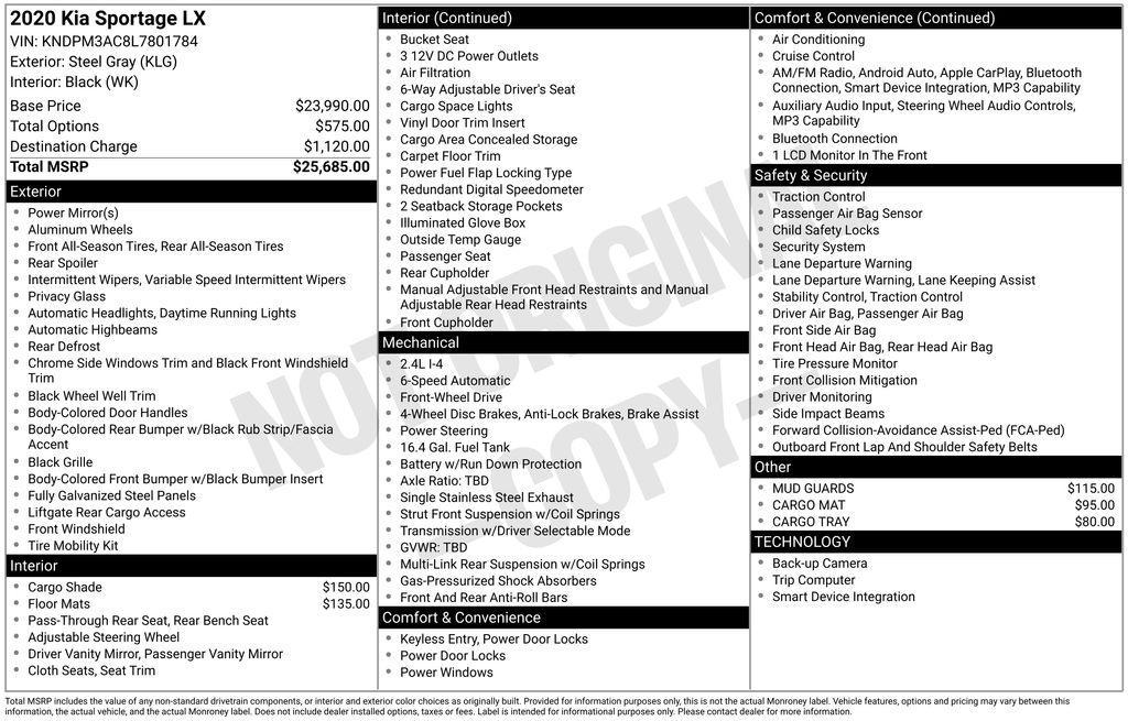 used 2020 Kia Sportage car, priced at $15,925