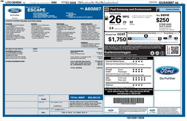 used 2016 Ford Escape car, priced at $12,000