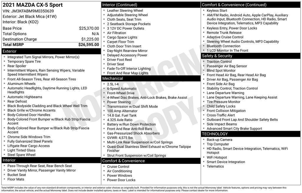 used 2021 Mazda CX-5 car, priced at $22,475