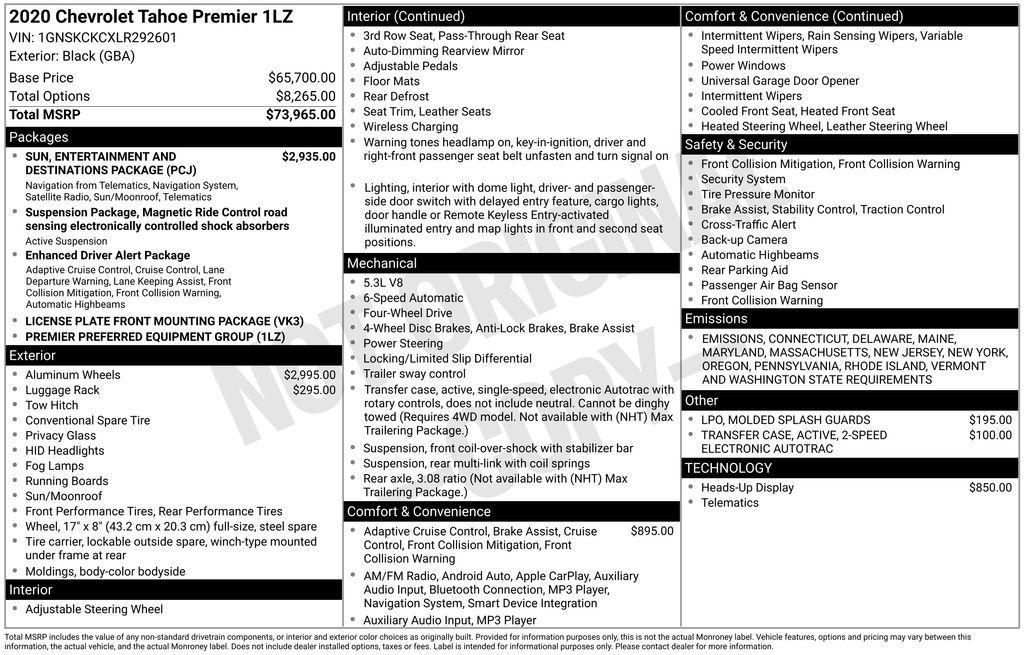 used 2020 Chevrolet Tahoe car, priced at $51,800