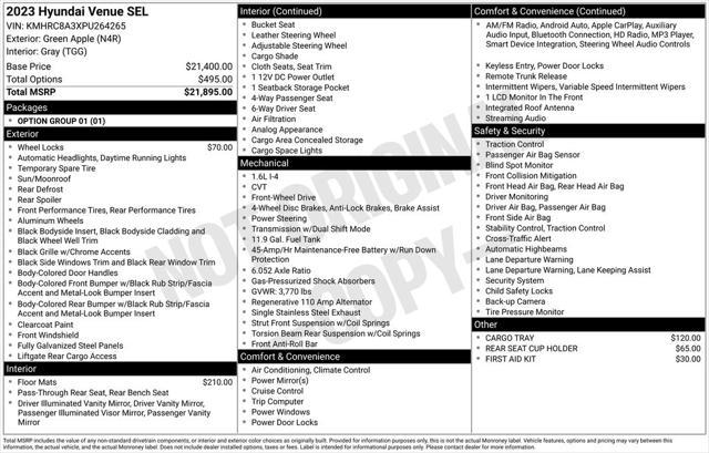 used 2023 Hyundai Venue car, priced at $20,750