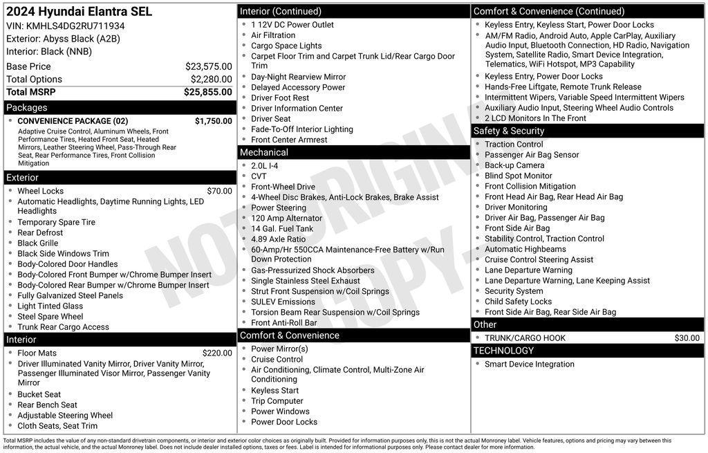 used 2024 Hyundai Elantra car, priced at $22,850
