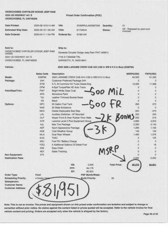 new 2025 Ram 3500 car, priced at $84,900