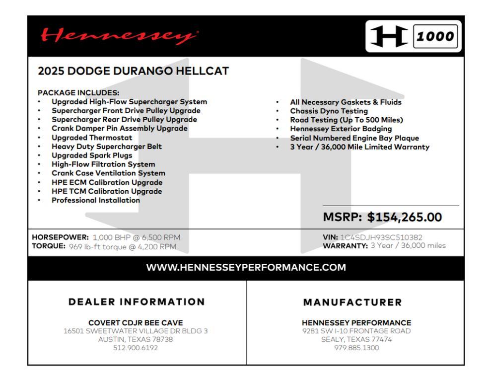 new 2025 Dodge Durango car, priced at $147,619