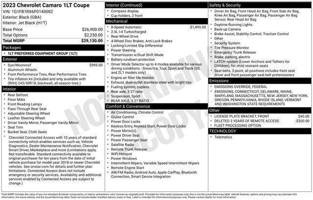 used 2023 Chevrolet Camaro car, priced at $23,695