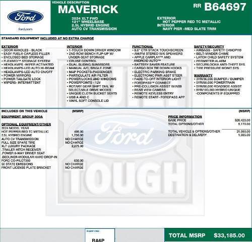 new 2024 Ford Maverick car, priced at $32,185