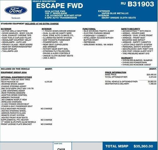 new 2024 Ford Escape car, priced at $28,810