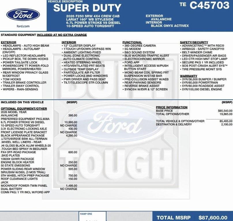 new 2026 Ford F-250 car, priced at $80,974