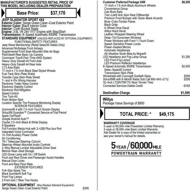 used 2022 Jeep Gladiator car, priced at $32,995