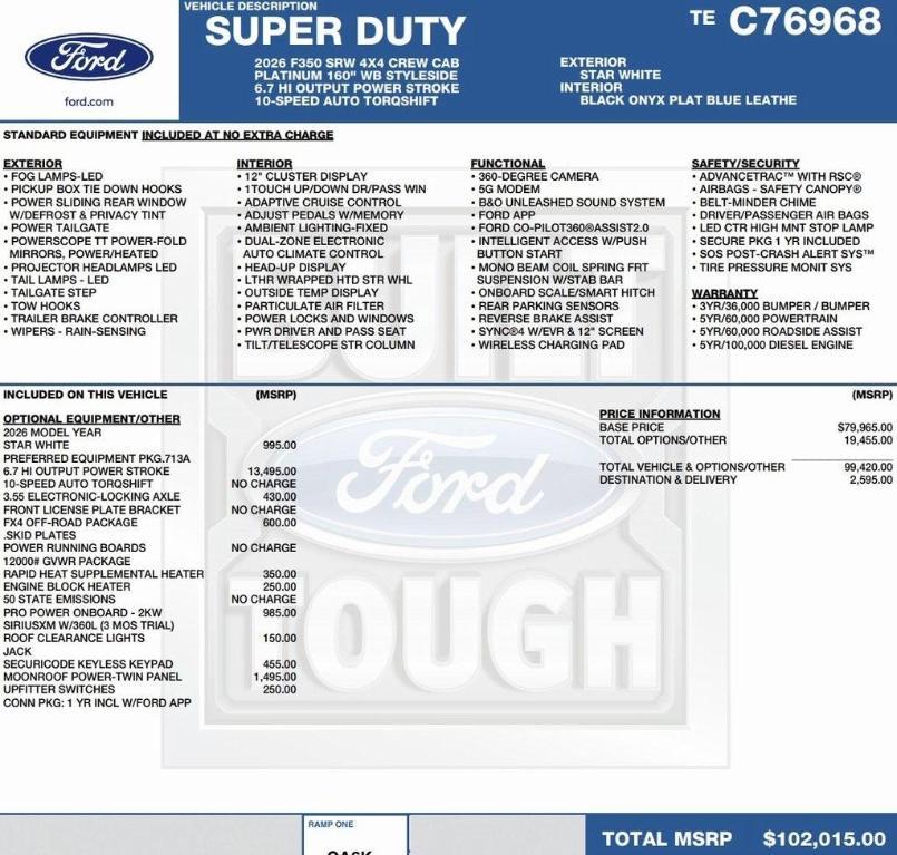 new 2026 Ford F-350 car, priced at $94,425