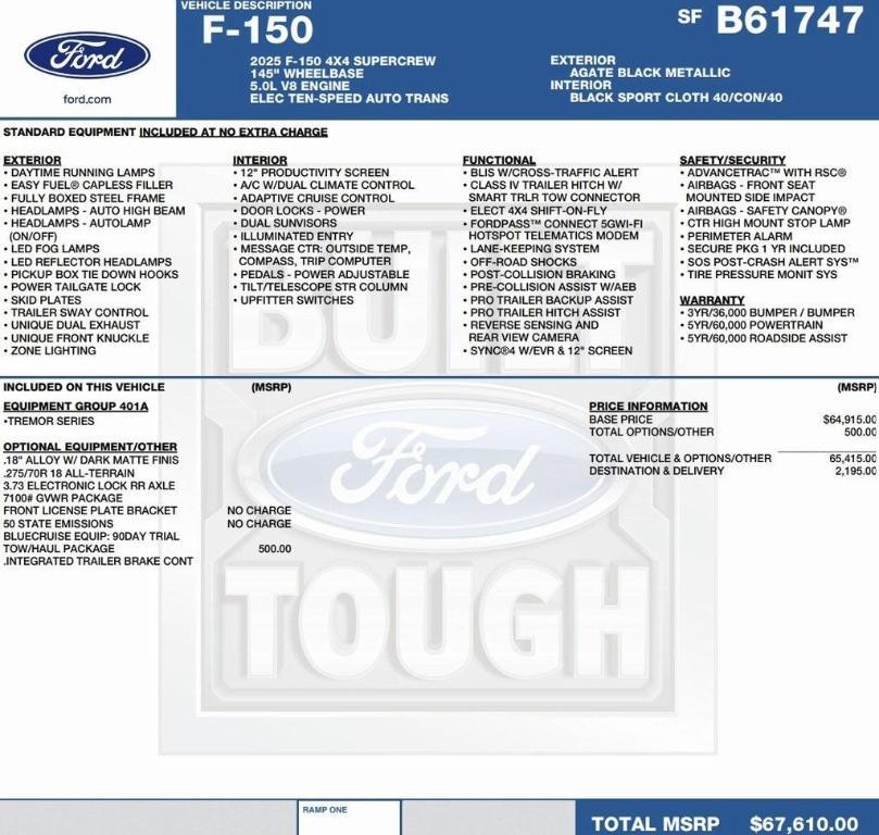 new 2025 Ford F-150 car, priced at $62,163