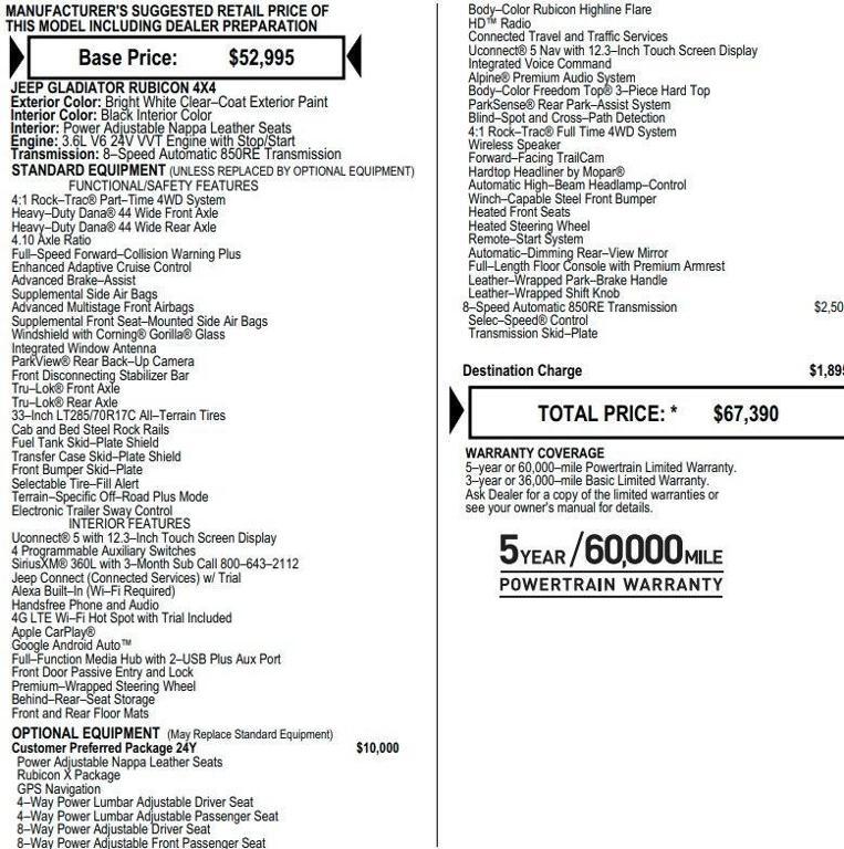 used 2024 Jeep Gladiator car, priced at $45,995