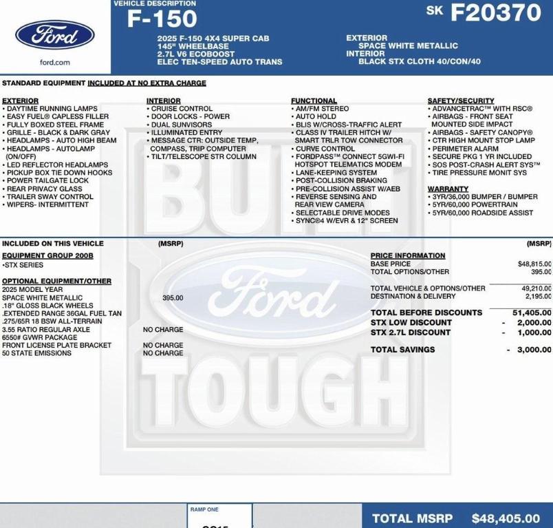 new 2025 Ford F-150 car, priced at $42,496