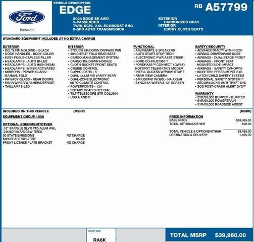 new 2024 Ford Edge car, priced at $30,606