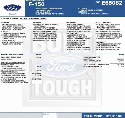 new 2025 Ford F-150 car, priced at $63,210