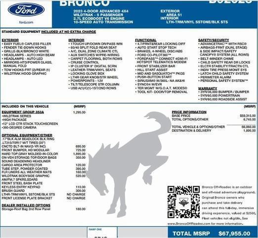 used 2023 Ford Bronco car, priced at $55,495