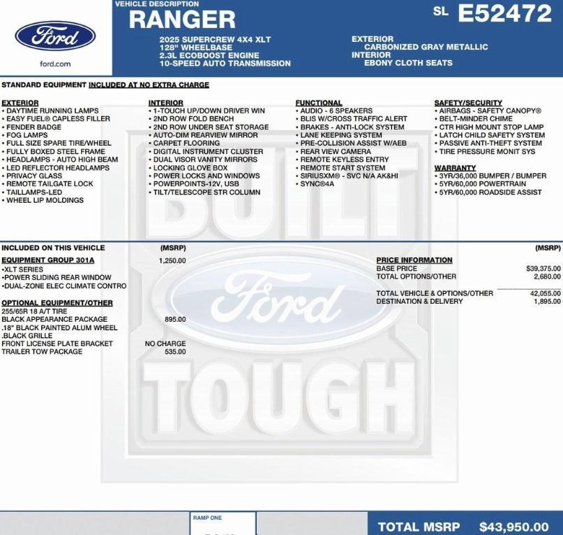 new 2025 Ford Ranger car, priced at $38,445