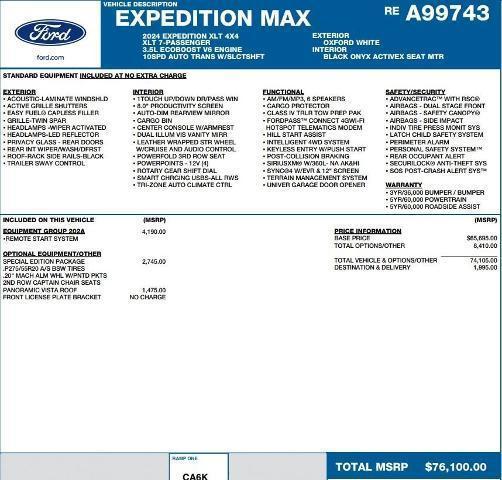 new 2024 Ford Expedition Max car, priced at $58,101