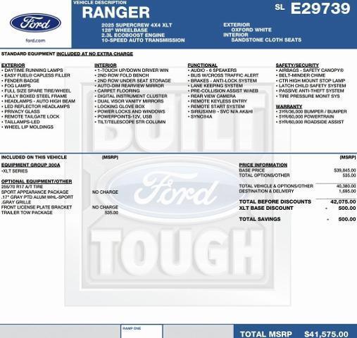new 2025 Ford Ranger car, priced at $38,252