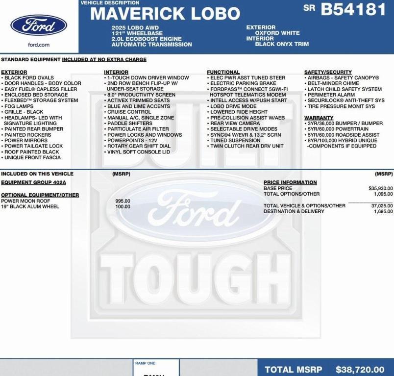 new 2025 Ford Maverick car, priced at $33,752