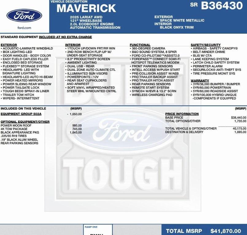 new 2025 Ford Maverick car, priced at $37,669