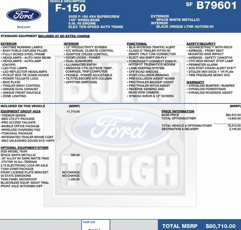 new 2025 Ford F-150 car, priced at $72,824