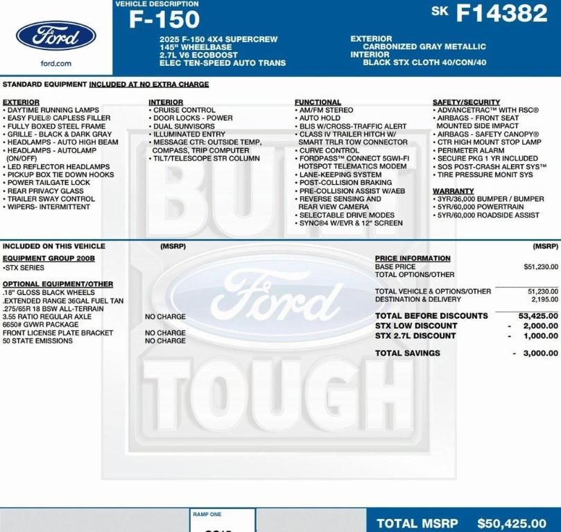 new 2025 Ford F-150 car, priced at $42,802