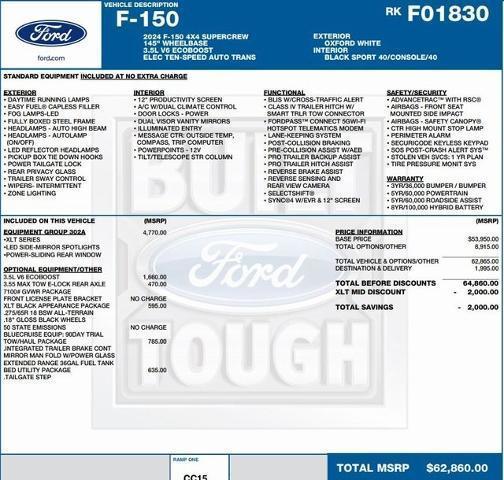 new 2024 Ford F-150 car, priced at $50,867