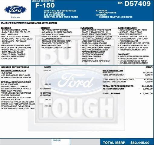 new 2024 Ford F-150 car, priced at $48,513