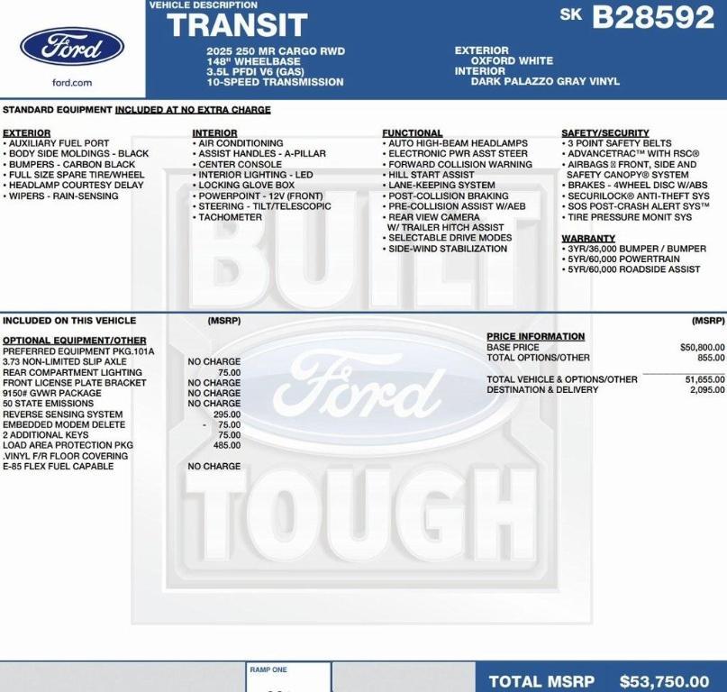 new 2025 Ford Transit-250 car, priced at $44,692