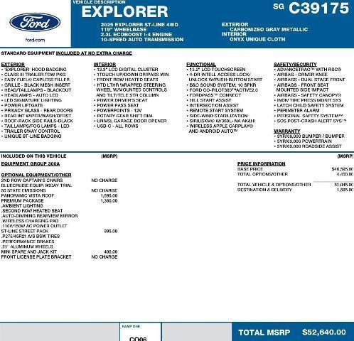 new 2025 Ford Explorer car, priced at $46,264