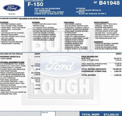 new 2025 Ford F-150 car, priced at $65,728