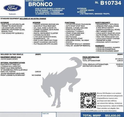 new 2025 Ford Bronco car, priced at $47,358
