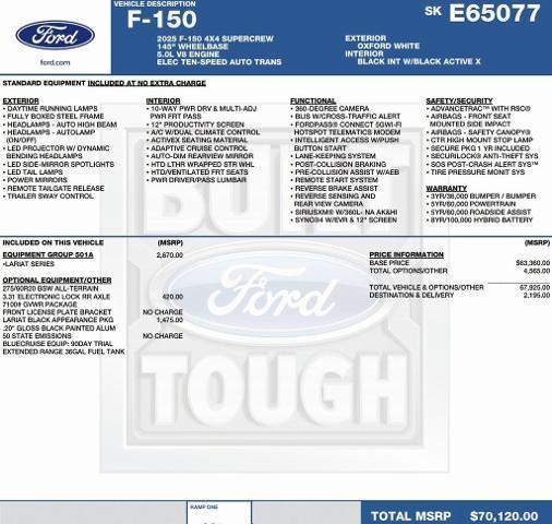 new 2025 Ford F-150 car, priced at $62,858