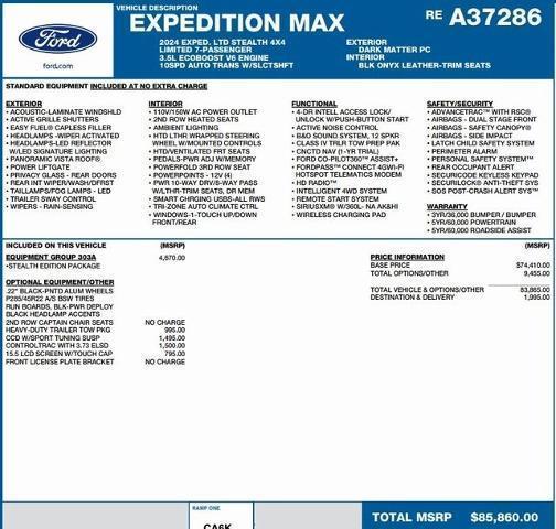 new 2024 Ford Expedition Max car, priced at $74,686