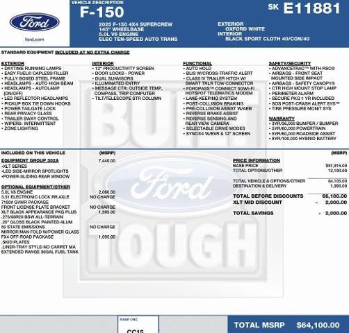 new 2025 Ford F-150 car, priced at $55,093