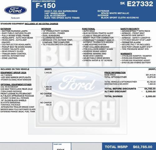 new 2025 Ford F-150 car, priced at $53,923