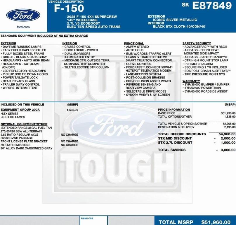 new 2025 Ford F-150 car, priced at $47,163