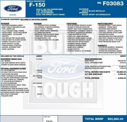 new 2024 Ford F-150 car, priced at $49,117