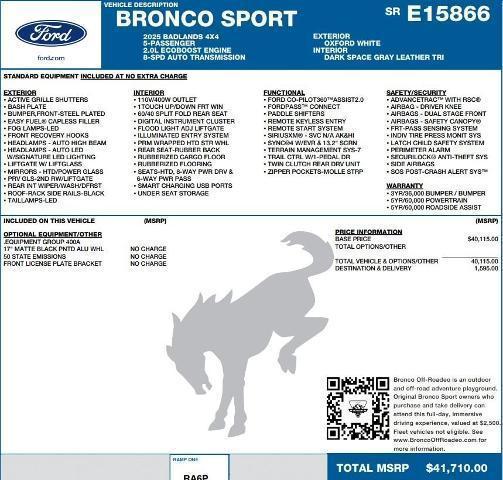 new 2025 Ford Bronco Sport car, priced at $38,565