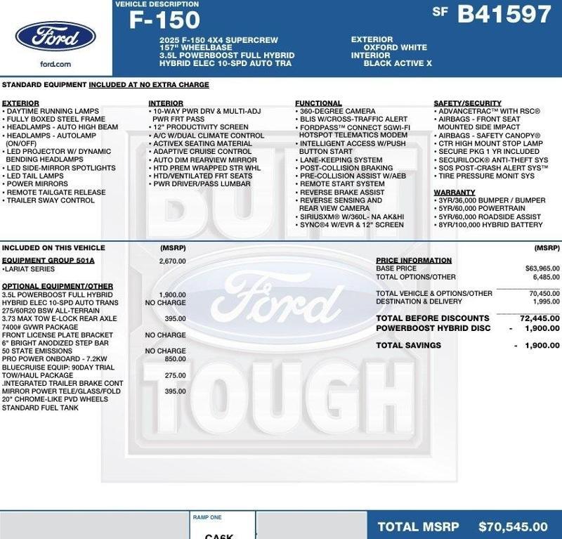 new 2025 Ford F-150 car, priced at $62,715