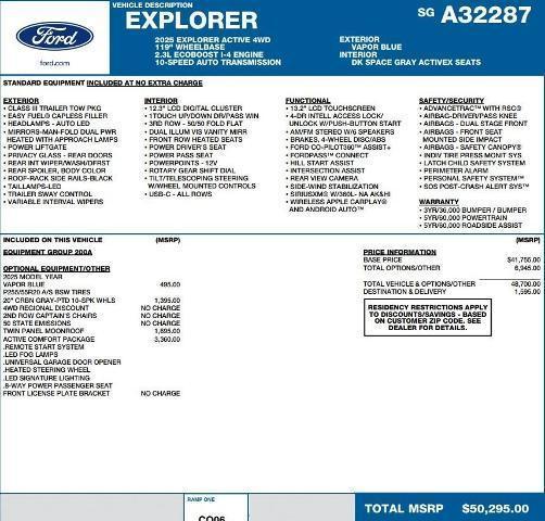 new 2025 Ford Explorer car, priced at $44,510