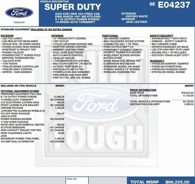 new 2025 Ford F-250 car, priced at $88,595