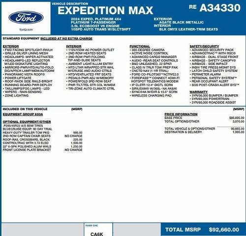 new 2024 Ford Expedition Max car, priced at $82,998
