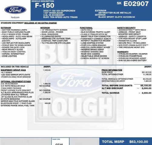 new 2025 Ford F-150 car, priced at $54,183