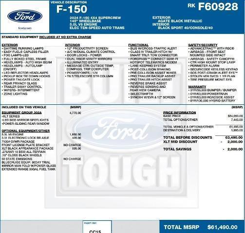 new 2024 Ford F-150 car, priced at $49,854