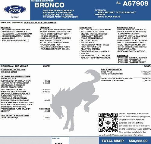 new 2025 Ford Bronco car, priced at $45,248