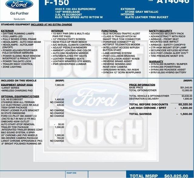 used 2022 Ford F-150 car, priced at $43,995