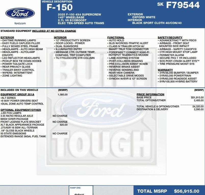 new 2025 Ford F-150 car, priced at $46,715