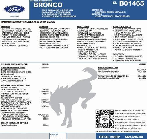 new 2025 Ford Bronco car, priced at $63,018